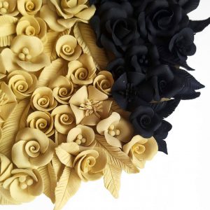 Yellow and black porcelain bouquet